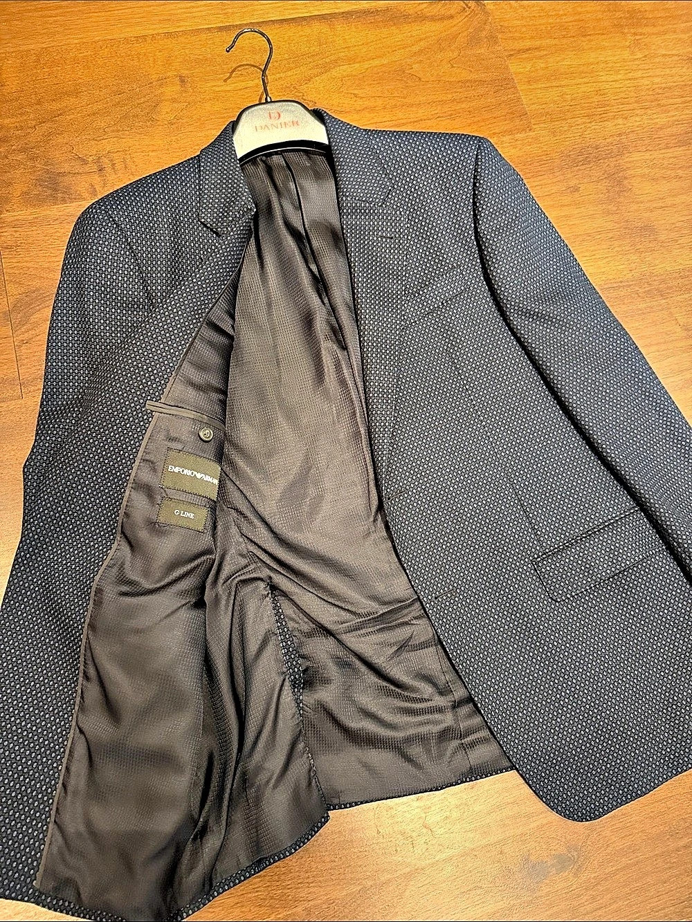 Emporio Armani G Line Men's Geometric Sport Coat in Black & Gray Like New